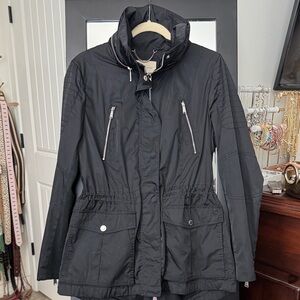 BCBG Women's Black Rain/Windbreaker Jacket size Large